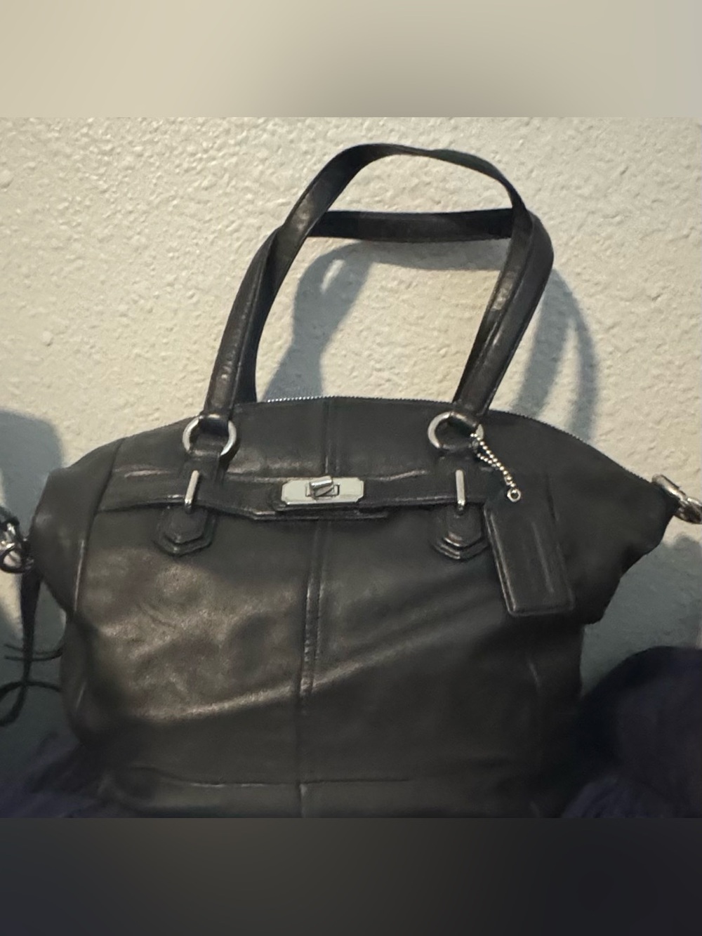 COACH Chelsea Jayden Black Smooth Leather Purse Tote … - Gem